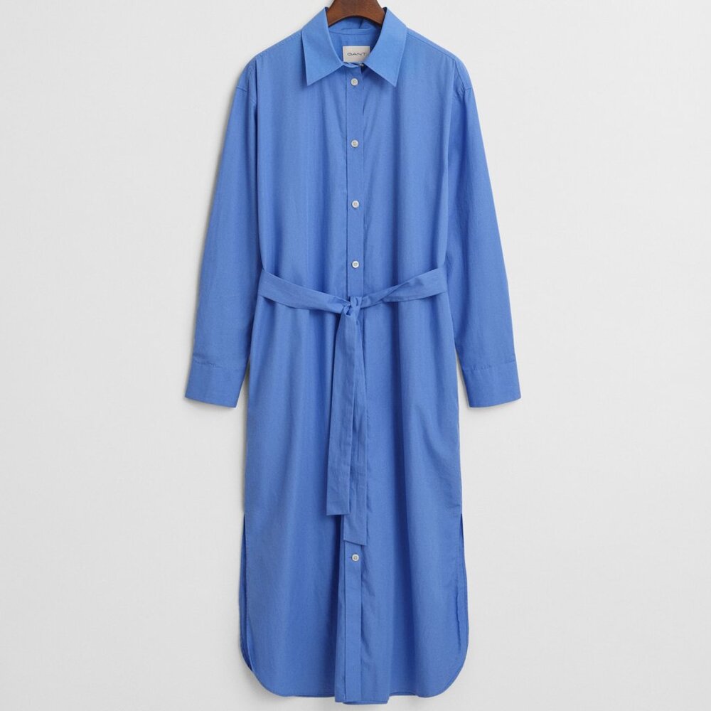 Gant Women's Blue Relaxed Fit Long Sleeves Button up Poplin Shirt Dress
